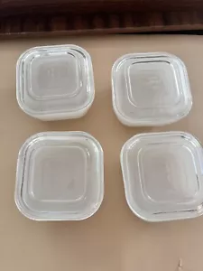 4 Vintage Fire King Anchor Hocking White Refrigerator Dishes Oven Ware-with lids - Picture 1 of 7