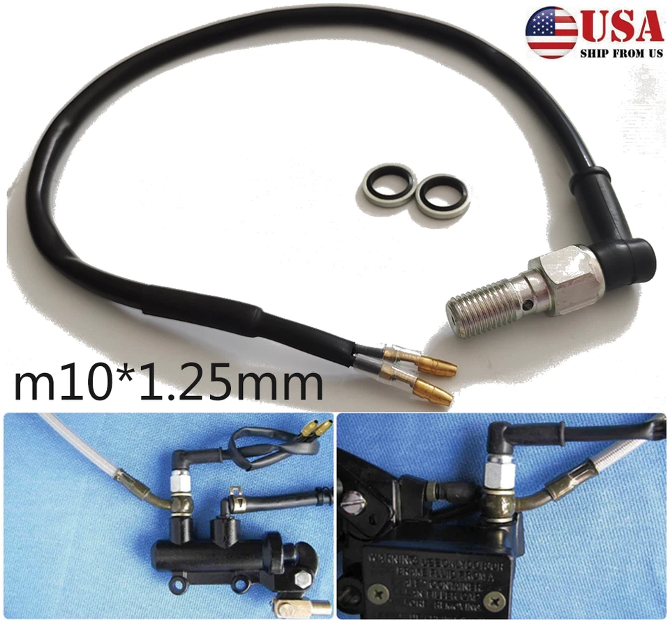 (EE. UU.) Interruptor de luz de freno hidráulico para moto motocicleta perno banjo M10 X 1,25 mm Foto 1 de 4