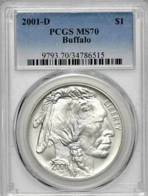 2001 BUFFALO Silver Dollar $1 PCGS MS70💥FLAWLESS QUALITY!💥 - Image 1 of 4