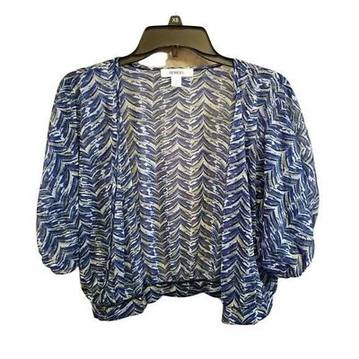 Cárdigan Bongo Mujer Talla L Azul Blanco Geométrico Manga Corta Foto 1 de 4