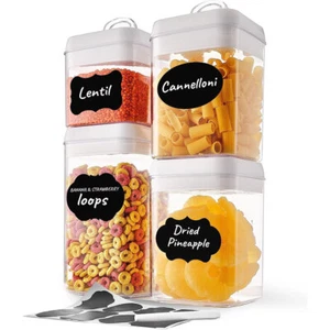 4 PCS Airtight Food Storage Containers With Lid For Cereal Flour Sugar Dry Food - Picture 1 of 7