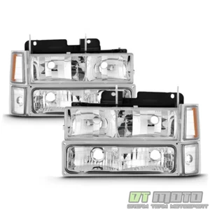 1994-1998 Chevy Silverado Tahoe Suburban Bumper+Headlights+Signal Corner Lights - Picture 1 of 7