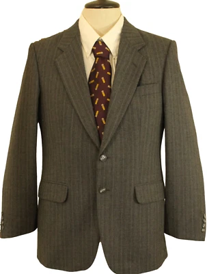 VINTAGE TWEED ST MICHAEL MENS 38" SHORT GREY PINSTRIPE JACKET — 第 1/4 张图片
