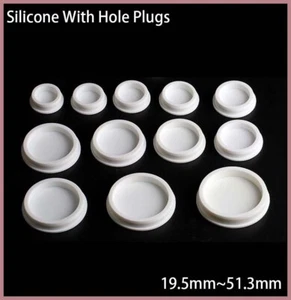 Round With Hole Silicone Seal Hole Plugs Blanking End Caps White 19.5mm~51.3mm - Picture 1 of 12