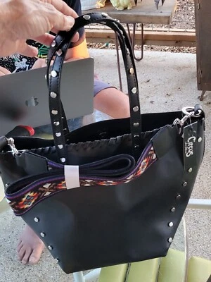 Bolso Bandolera Tribal Circus Sam Edelman Lela Tachonado Negro Imitación Cuero Correa  Foto 1 de 4