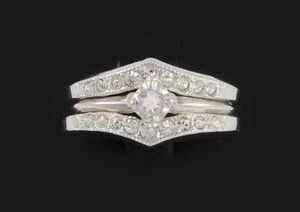 DESLUMBRANTE ANILLO PARA COMPROMISO,BODA, ORO BLANCO Y CIRCONIO DE 8 CARÁCTER. - Imagen 1 de 2