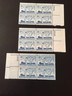 block of 4 GREAT LAKES TRANSPORTATION stamps - Scott #1069 MNH US USA OG 1955  - Image 1 of 2