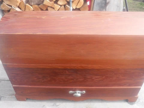 VINTAGE CABINET SOLID RED WOOD BOX CHEST DESK AMMO ORGANIZER MAN CAVE DELUXE OLD Cover