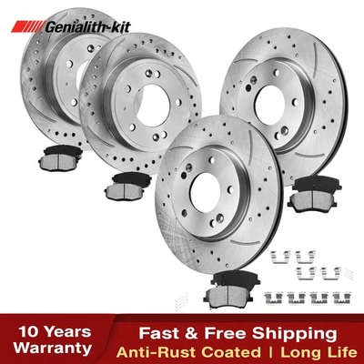 Front & Rear Drilled Rotors Brake Pads for 2017 2018-2020 Hyundai Elantra 2.0L - Imagem 1 de 4