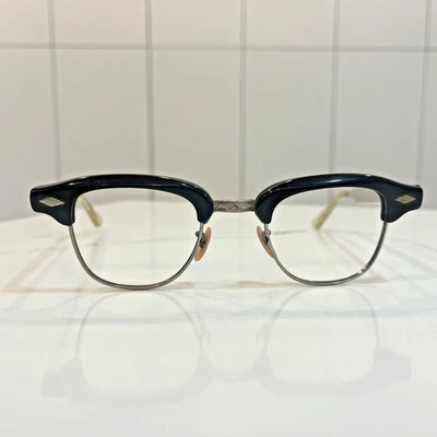 Marco de gafas vintage para hombre 1/10 12k relleno de oro blanco tapa de plástico negro Foto 1 de 4