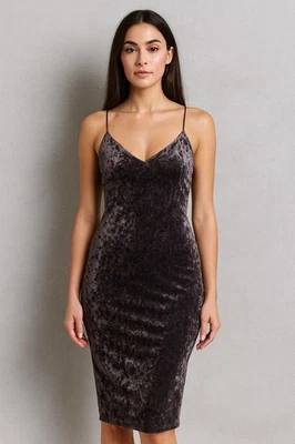 Vtg Charlotte Russe Velvet Brown Blue Gothic Y2k Mini Dress Stretchy M Dance - Image 1 of 4