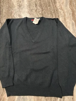 Suéter Pullover Vintage Nuevo con Etiquetas Jos Bank 100% Lana de Cordero Cuello en V Cazador Verde Grande Foto 1 de 4