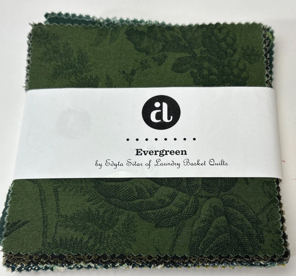 Andover Fabrics Evergreen 5"x5" Cotton Quilting Fabric Charm Pack 42 Pieces - Image 1 of 4