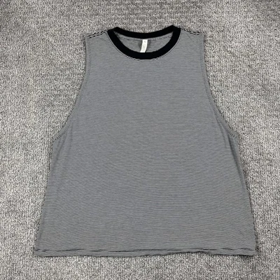 Camiseta sin mangas Lululemon para mujer 14 negra blanca a rayas algodón Pima atlética sin mangas Foto 1 de 4
