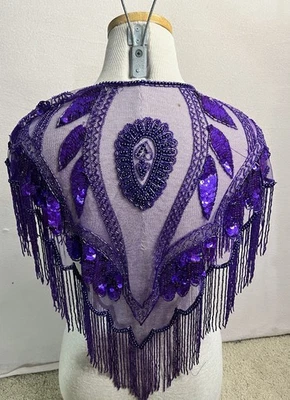 Chal Krishma Plateado Lentejuelas Púrpura Flecos con Cuentas Hecho en India Nuevo con Etiquetas Foto 1 de 3