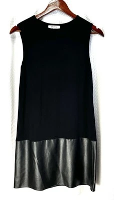 Bailey/44 Black Sleeveless Tank Dress Faux Leather Trim Women’s Small  - Изображение 1 из 4