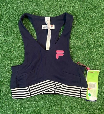 Sutiã esportivo novo com etiquetas Fila x Christopher Bevans azul tênis XS sutiã de corrida - Imagem 1 de 4