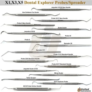 Basic Dental Calculus Remover Tooth Scraper Plaque Tartar Scaler Explorer Probes - Picture 1 of 23