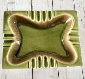 Posacenere vintage MCM GRANDE ~ California Pottery USA 3616 verde arancione smalto a goccia - Foto 1 di 9