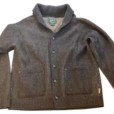 Cárdigan de lana Woolrich cuello chal corderos suéter gris para hombre XL Heritage Grandpa Foto 1 de 4