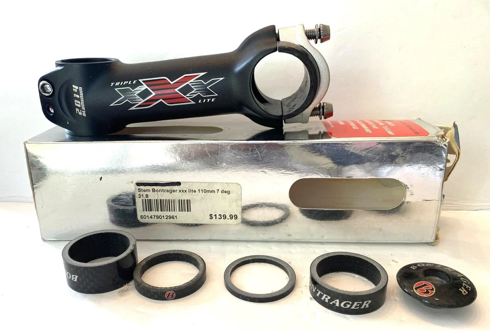 new Bontrager Triple XXX LITE STEM 110mm 7° black 28.6 steerer 31.8 handlebar - Image 1 of 4