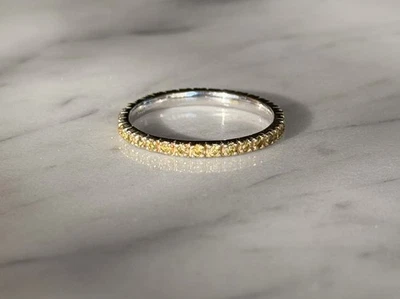 Impresionante Anillo de Eternidad Citrino Natural Oro Blanco 14k 1,4 gramos Talla 5,5 Foto 1 de 4