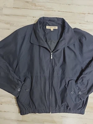 Chaqueta Bomber Vintage Años 90 Londres Niebla Para Hombre Grande Azul Forrada Cremallera Completa Foto 1 de 4