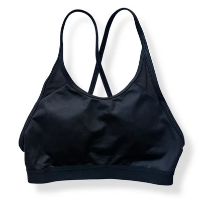 Aerie Criss Cross Back Mesh Panels Sports Bra Size XS Black - Image 1 of 4