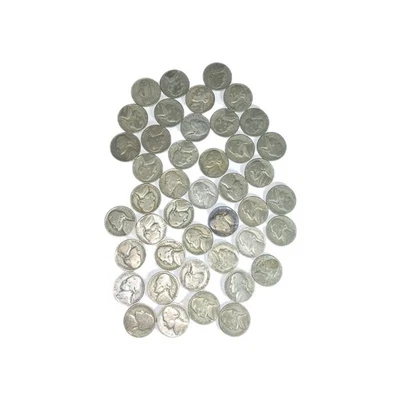 1 ROLL $2 40CT. SILVER WAR NICKELS 5C 35% SILVER COINS 1942-1945 AVG. CONDITION - Image 1 of 4