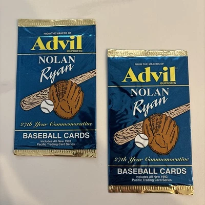 1993 Pacific Trading Cards Advil Nolan Ryan Unopened Packs Lot of 2 Unopened  - Image 1 of 2