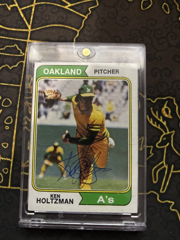 Tarjeta autógrafa auténtica Ken Holtzman 1974 Topps Oakland como Foto 1 de 2