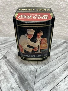 Vintage Coca-Cola teabag Tin soda jerk 5.5x4x4 - Picture 1 of 9