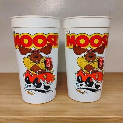 Hardee's The Moose Coca-Cola Classic Plastic 7” Cups Set Of 2 Vintage 1988 - Image 1 of 4