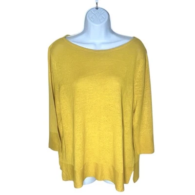 NUEVO CON ETIQUETAS - Camisa Suéter Jill Lino Mezcla Algodón Slub Talla XLP Dorado Margarita De Gran Tamaño Foto 1 de 4