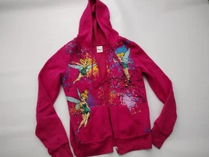 DISNEY Women's Hot Red Pink Tinker Bell Hoodie Fleece Sweater M W/ light Defect - Picture 1 of 10