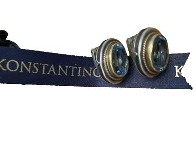 BRINCOS CLIP-ON KONSTANTINO, FEITOS NA GRÉCIA OURO 18K, 925 ESTERLINA E TOPÁZIO AZUL - Imagem 1 de 4