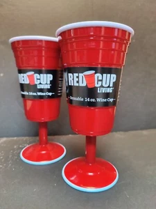 2 NEW Red Cup Living -Reusable -Plastic Wine Cups - 14 oz - Picture 1 of 7