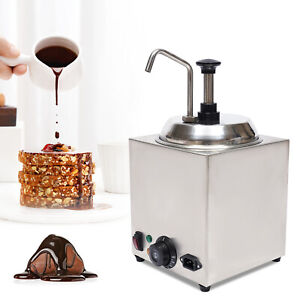 New ListingNacho Cheese Dispenser w/Pump 2.6 Qt Hot Fudge Caramel Warmer Stainless Steel
