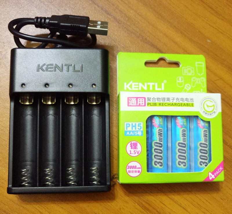 kentli AA 3000mWh 1.5V recarregável lítio íon de lítio USB AA bateria e carregador USB - Imagem 1 de 4