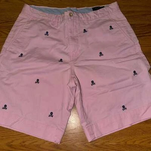 Ralph Lauren Pink Skull And Crossbones Classic Stretch Fit Chino Shorts - Picture 1 of 3