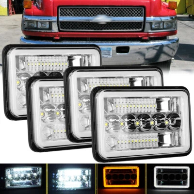 4pcs 4x6'' LED Headlights DRL Turn Lights For Chevrolet C4500 C5500 C7500 Kodiak - Image 1 of 4
