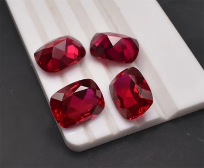 Wholesale High quality Cushion Cut Red Ruby Lab Created AAAA+ Loose Gems 10pcs - Image 1 of 4