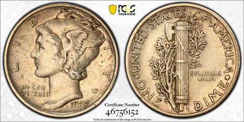 1942/1 Mercury Dime 10C ~ PCGS XF45 ~ Key Overdate Variety ~ Solid Problem Free Cover