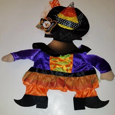 Nuevo con etiquetas Disfraz de Perro Bruja Talla Mediana Halloween Vestido 2 Piezas Caramelo Maíz Sombrero Foto 1 de 4