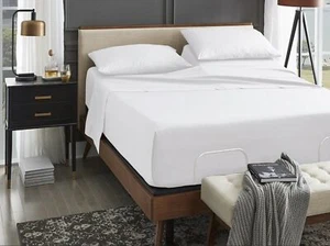 100% Giza Egyptian My Cotton Split Head Flex Top Sheet Set Half Split 10" Pocket - Picture 1 of 42