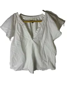Camicetta top Universal Thread Goods Co donna M bianco lino manica svasata 2142 - Foto 1 di 10
