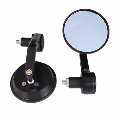 7/8"Universal Motorcycle Motorbike Handle Bar End Rearview Mirrors Round Black - Image 1 of 4