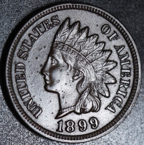 1899 INDIAN HEAD CENT -With LIBERTY & Near 4 DIAMONDS - AU UNC Cover