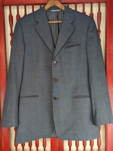 Vintge Salvatore Ferragamo Gray Suit Jacket Blazer Wool 52L 3Button Black Italy - Picture 1 of 17