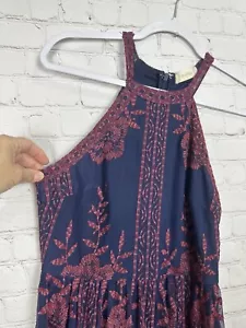 ALTAR’D STATE maxi DRESS Long Navy embroidered sheer halter sz S, GUC beach boho - Picture 1 of 8